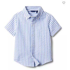 Janie and Jack Blue and White Ocean Air  Striped Seersucker Shirt
